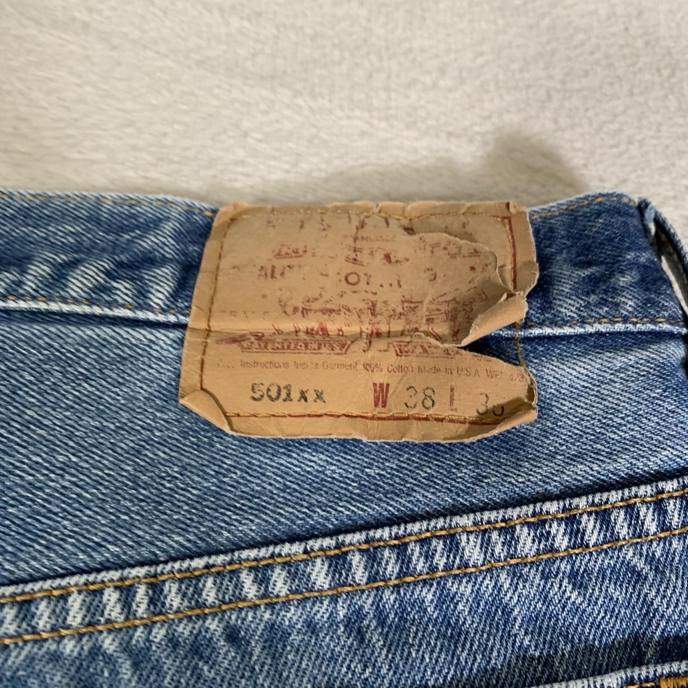 Vintage Levis 501xx Jeans 38x36 (Actual 34x34) Blue Light Straight USA Made 90s - Picture 16 of 16